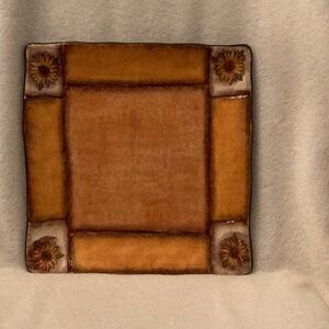 Clay Art Tuscan Sunflower Dinner Plate ~ Hand Painted ~ Nice ~ 10.5” x 10.5”